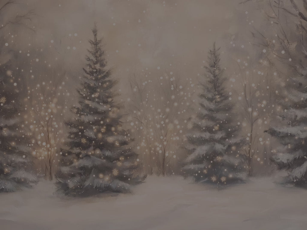 Winter Forest Throw Blanket - Snowy Trees Golden Lights Gift