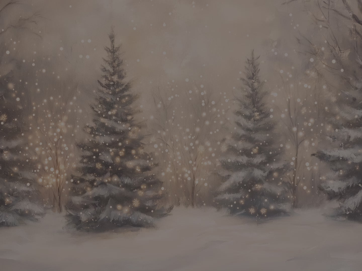 Winter Forest Throw Blanket - Snowy Trees Golden Lights Gift