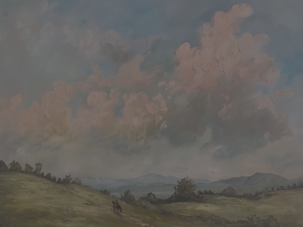 Pastoral Landscape Throw Blanket - Rolling Hills Horse Rider Gift