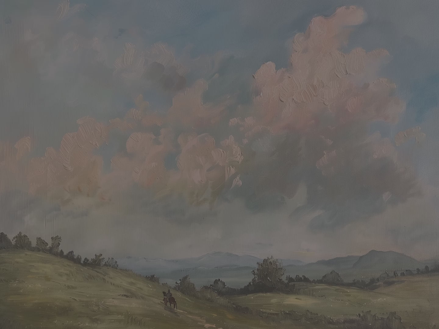 Pastoral Landscape Throw Blanket - Rolling Hills Horse Rider Gift