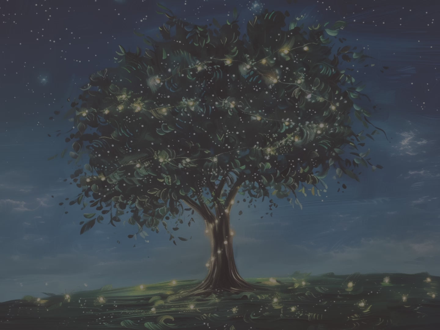 Sternenlicht-Glühwürmchenbaum-Notizbuch (Hardcover) – Verspielte Illustrationen, Glühwürmchen am Nachthimmel, Geschenkidee