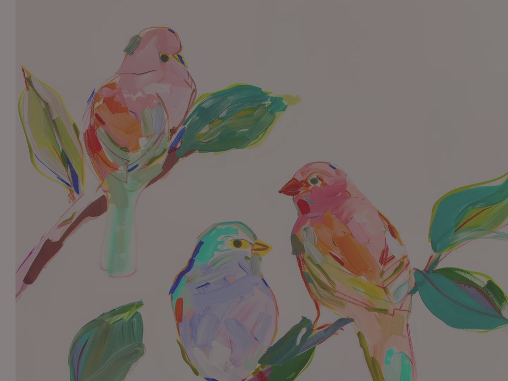 Wild Birds Canvas Wall Art | Colorful Songbirds on Tree Branch | Vibrant Nature Decor Gift