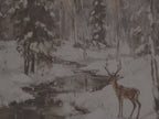 Winter Deer Forest Throw Blanket - Snowy Woodland Stream Gift