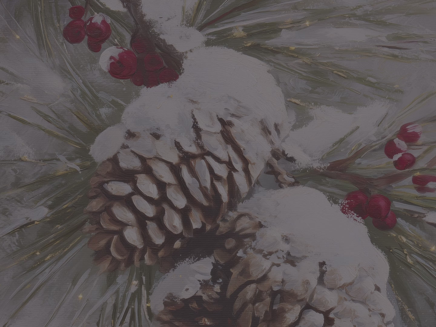 Snowy Pinecone Throw Blanket - Evergreen Red Berry Winter Gift