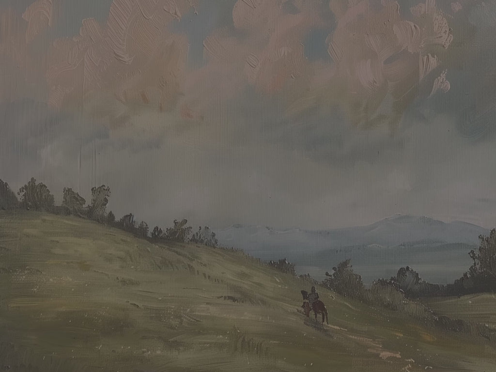 Notizbuch mit Hardcover „Hügelige Hügel und Pferde“ – Wolkenlandschaft, malerische Himmelwiese – Geschenkidee