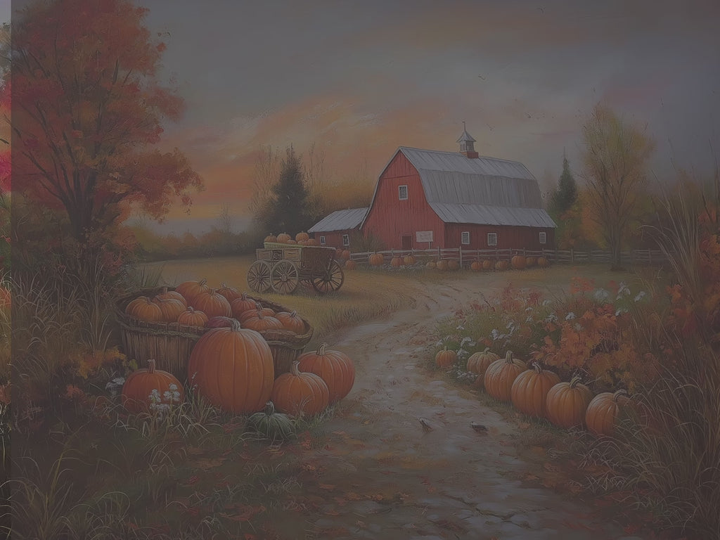 Autumn Pumpkin Farm Throw Pillow and Case - Red Barn Fall Harvest Landscape Country Decor Gift