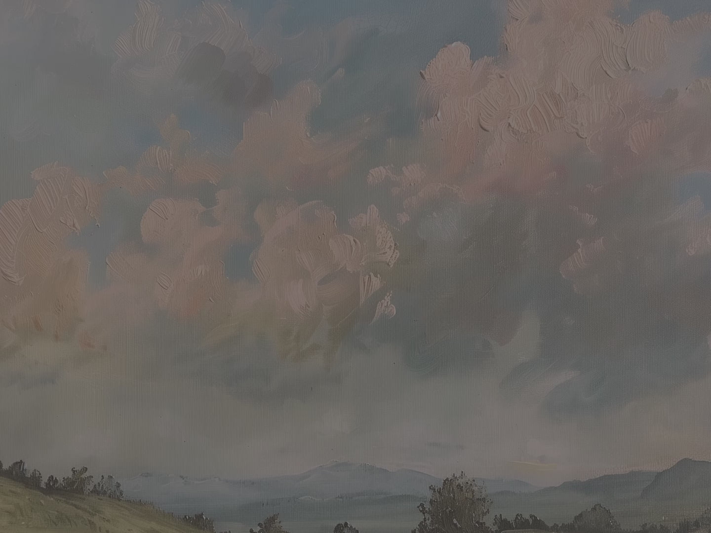 Dekokissen „Landschaftspferdewiese“ – Pastellfarbenes Wolkenlandschaftskissen