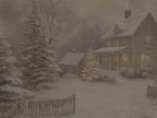 Enchanting Winter Cottage Canvas Wall Art - Snowy Christmas Landscape, Farmhouse Holiday Decor