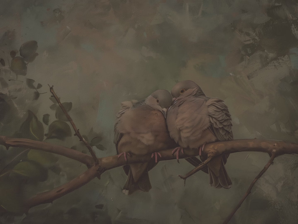 Notizbuch mit Trauertauben-Motiv (gebunden) – Romantisches Waldmotiv, Geschenkidee für Liebesvögel