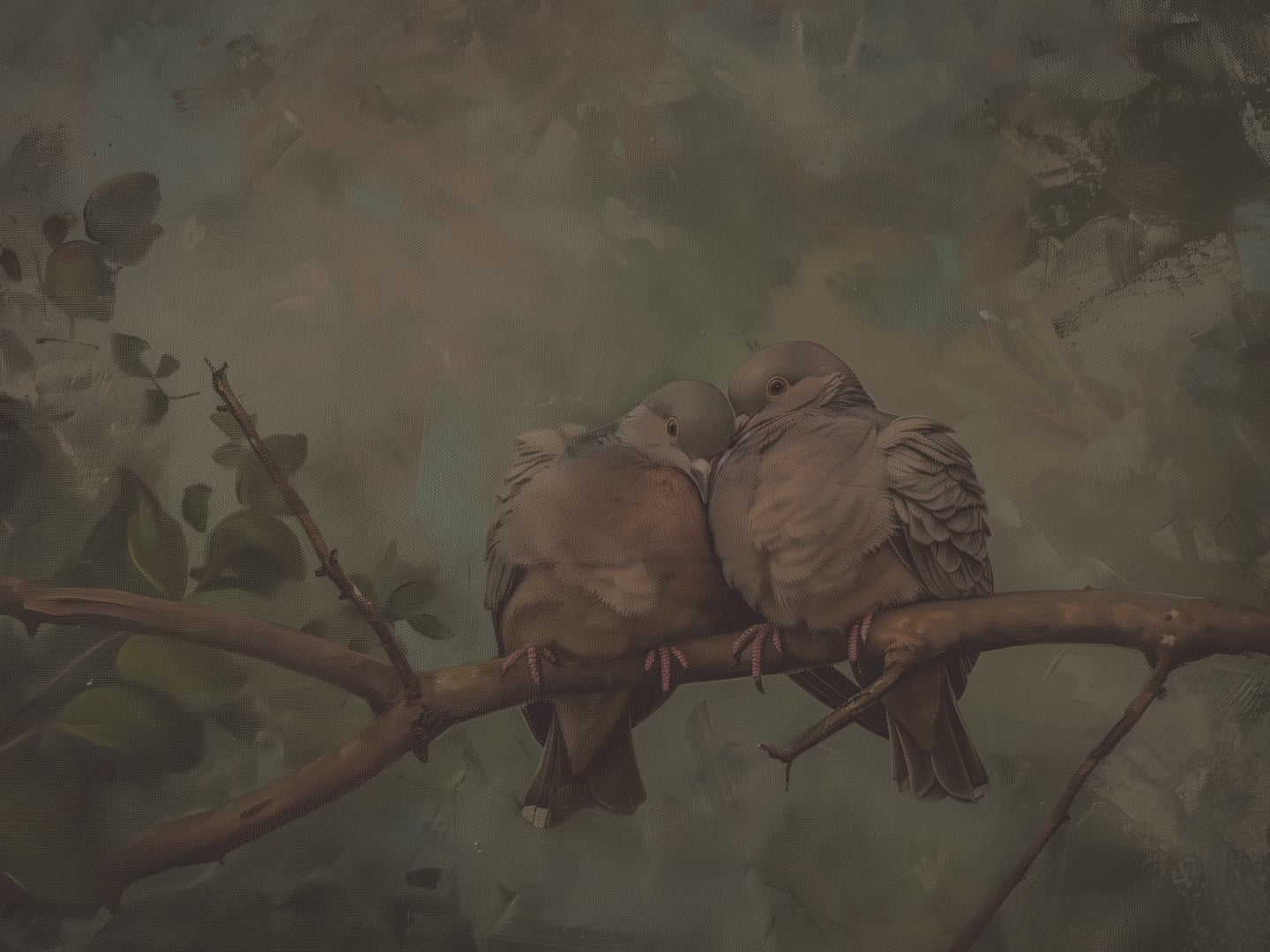 Notizbuch mit Trauertauben-Motiv (gebunden) – Romantisches Waldmotiv, Geschenkidee für Liebesvögel