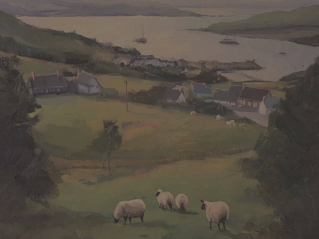 Pastoral Coastal Landscape Throw Blanket - Irish Countryside Sheep Gift