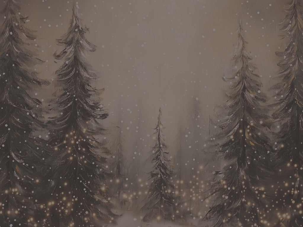 Notizbuch mit festem Einband: Winterwald mit Schneefall | Weihnachtslichter-Notizbuch | Weihnachtsgeschenk mit linierten Seiten