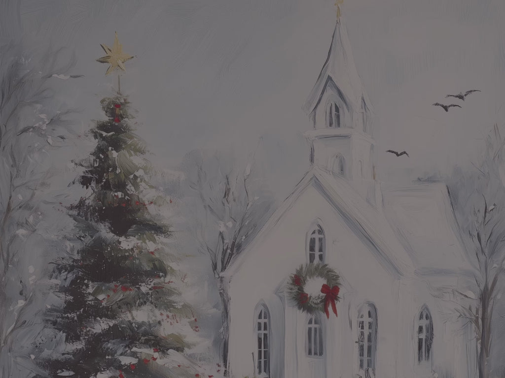 Christmas Church Throw Blanket - Snowy Winter Wonderland Gift