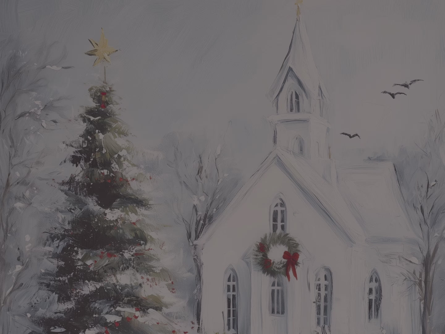 Christmas Church Throw Blanket - Snowy Winter Wonderland Gift