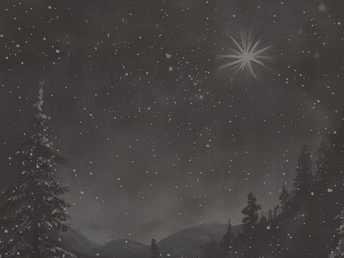 Winterliches Leinwandbild | Sternennacht, verschneiter Wald, Polarstern | Weihnachtsgeschenk