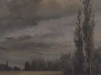 Leinwandbild „Stürmische Landschaft“ – Stimmungsvoller, bewölkter Himmel, Vintage-Landsonnenuntergang