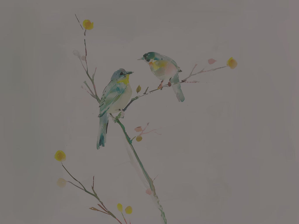 Tableau sur toile | Motif oiseau romantique | Décoration minimaliste nature