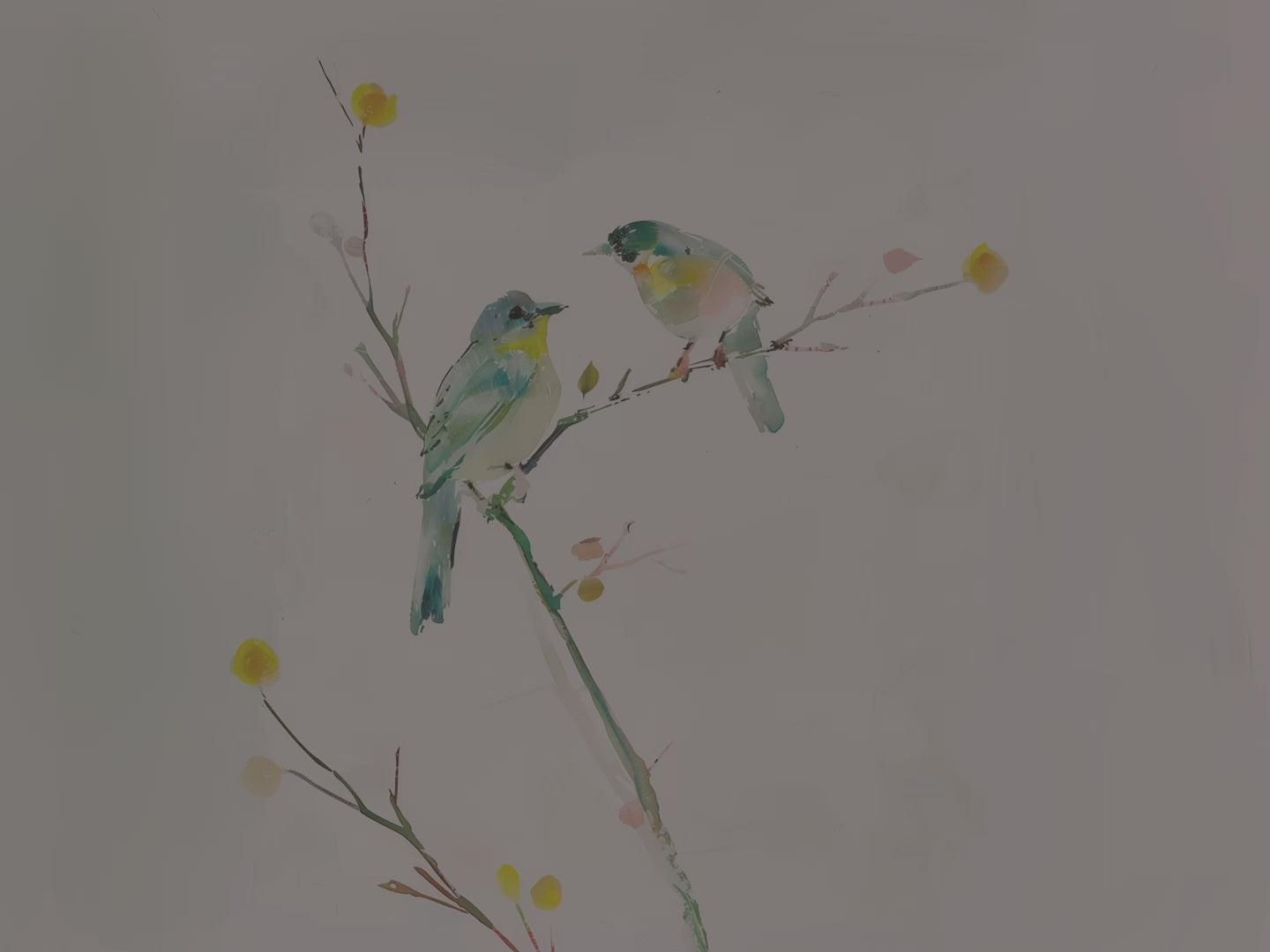Tableau sur toile | Motif oiseau romantique | Décoration minimaliste nature