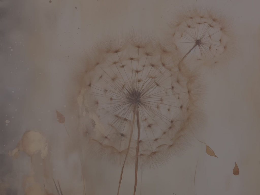 Dandelion Heart Throw Blanket - Neutral Botanical Watercolor Floral Gift