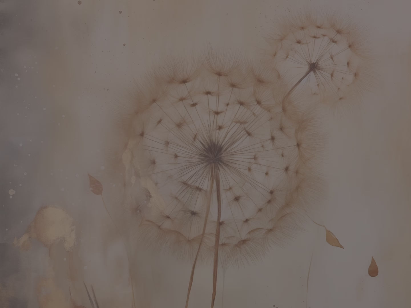 Dandelion Heart Throw Blanket - Neutral Botanical Watercolor Floral Gift