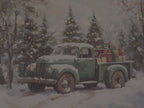 Vintage Christmas Truck Throw Pillow - Holiday Snowy Forest Cushion