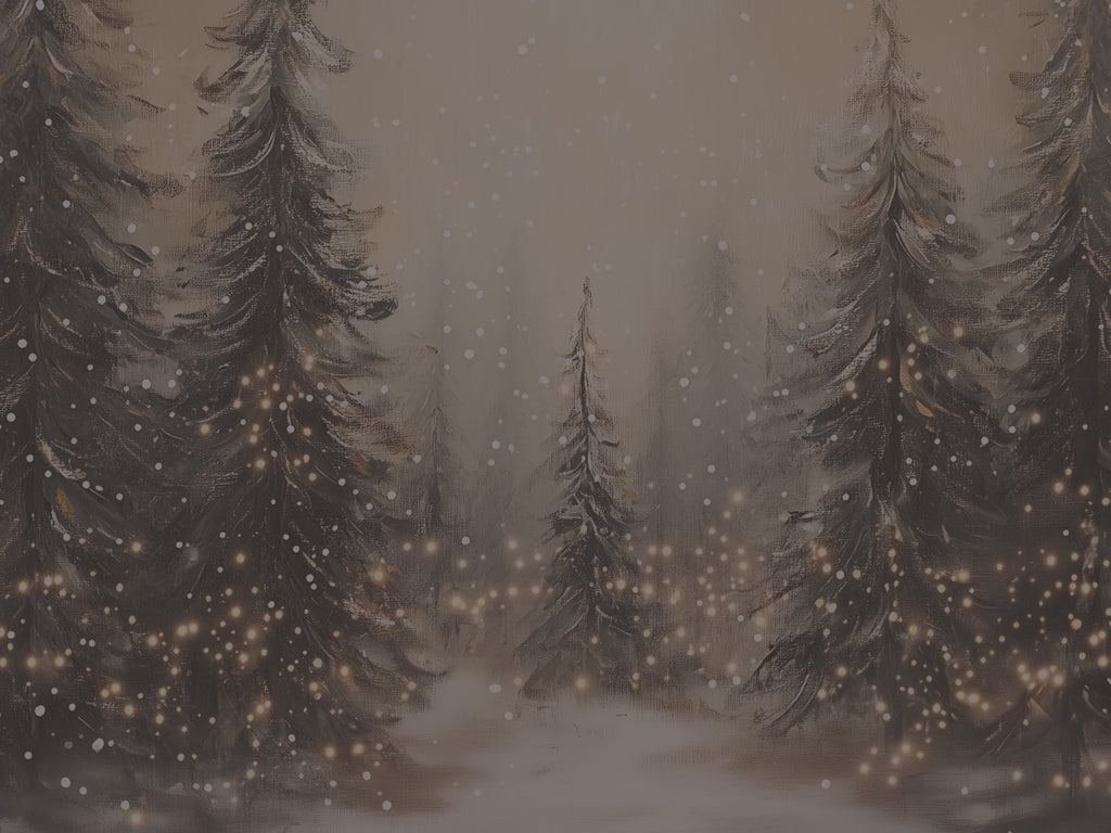 Snowy Pine Forest Throw Blanket - Winter Wonderland Lights Gift