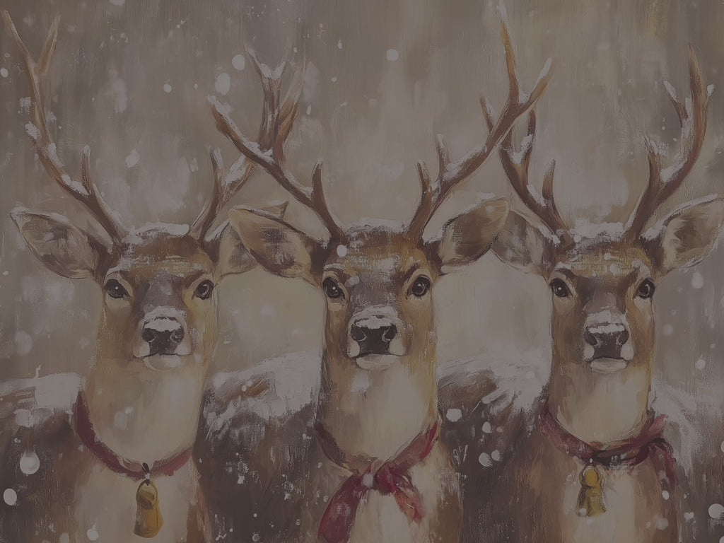 Winter Reindeer Trio Throw Blanket - Snowy Woodland Christmas Gift