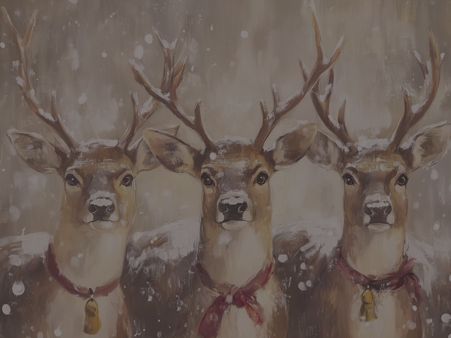 Winter Reindeer Trio Throw Blanket - Snowy Woodland Christmas Gift