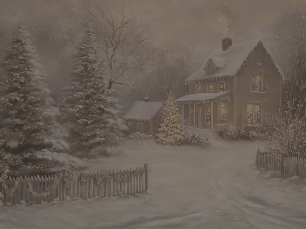 Enchanted Winter Cottage Throw Blanket - Christmas Lights Snowy Forest Gift