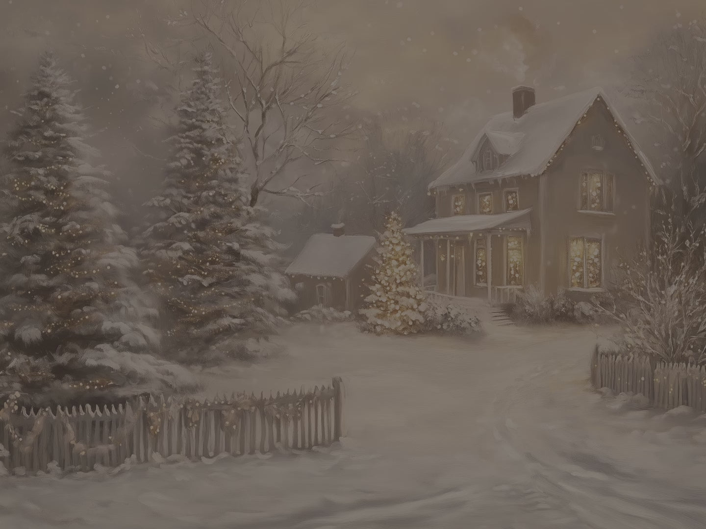 Enchanted Winter Cottage Throw Blanket - Christmas Lights Snowy Forest Gift