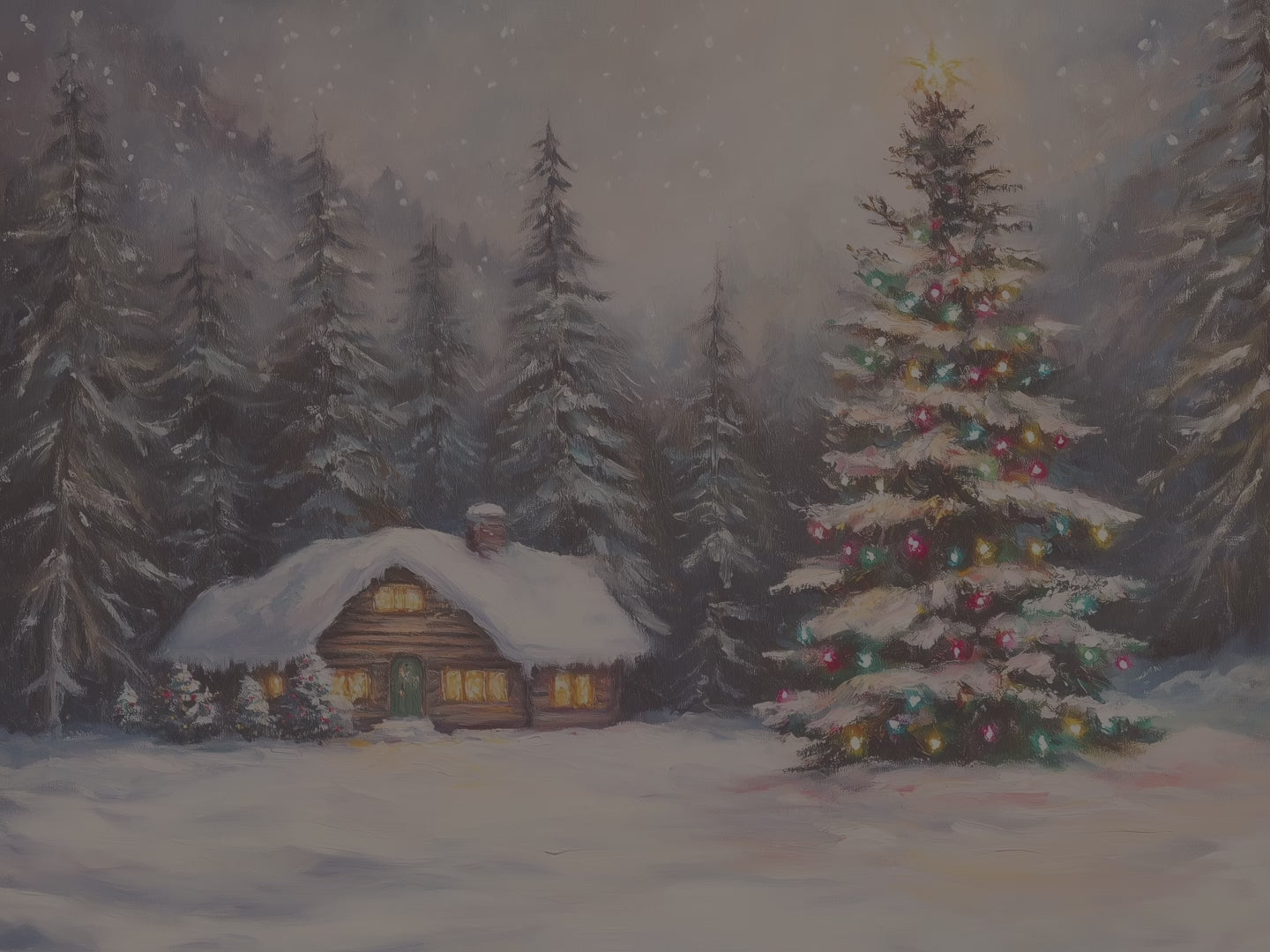 Christmas Tree Cabin Throw Blanket - Snowy Pine Forest Gift