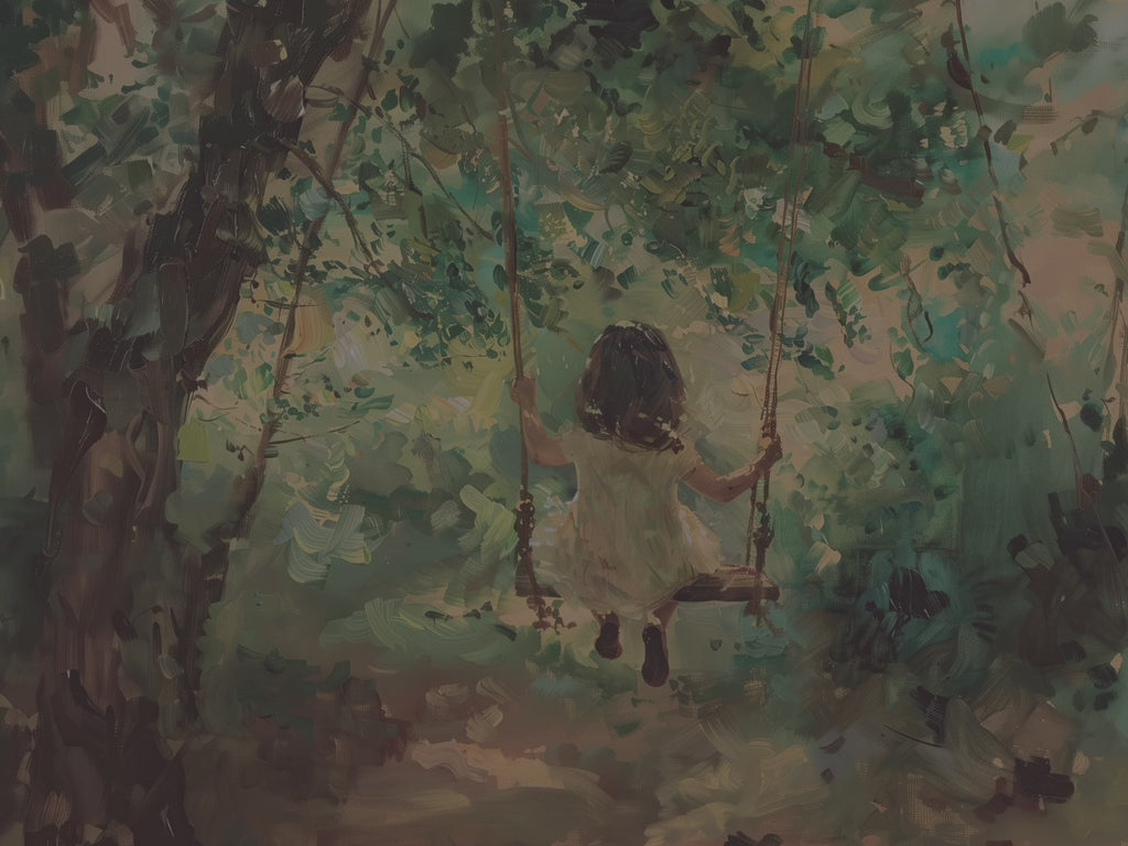 Whimsical Forest Swing Hardcover Journal - Girl Sunlit Woodland Nature Writer Notebook Gift